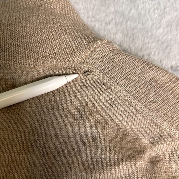 Jos A Bank Signature Collection 100% Merino Wool Sweater Mens Large Oat 1/4 Zip - Picture 8 of 13